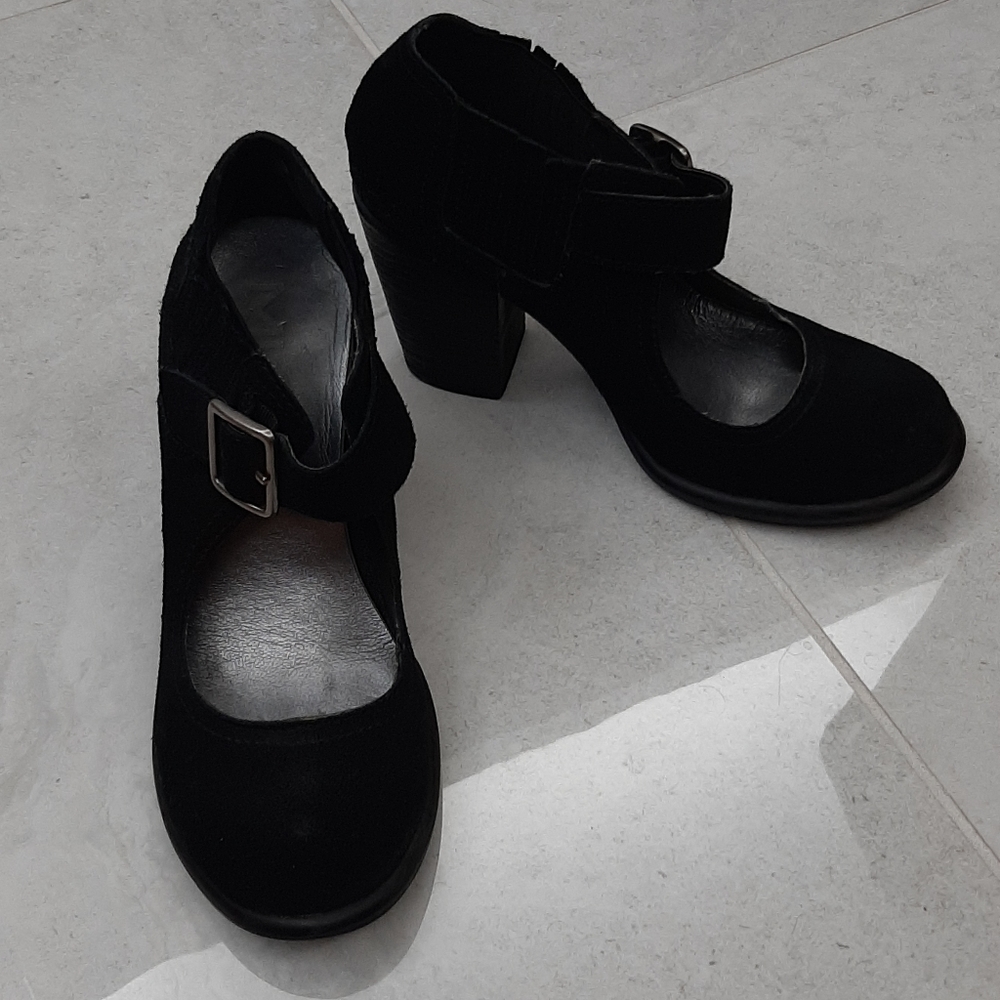 Mia black suede maryjanes